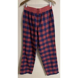 LL Bean Flannel Plaid Lounge Pajama Pants Mens Medium Cotton Coral Blue